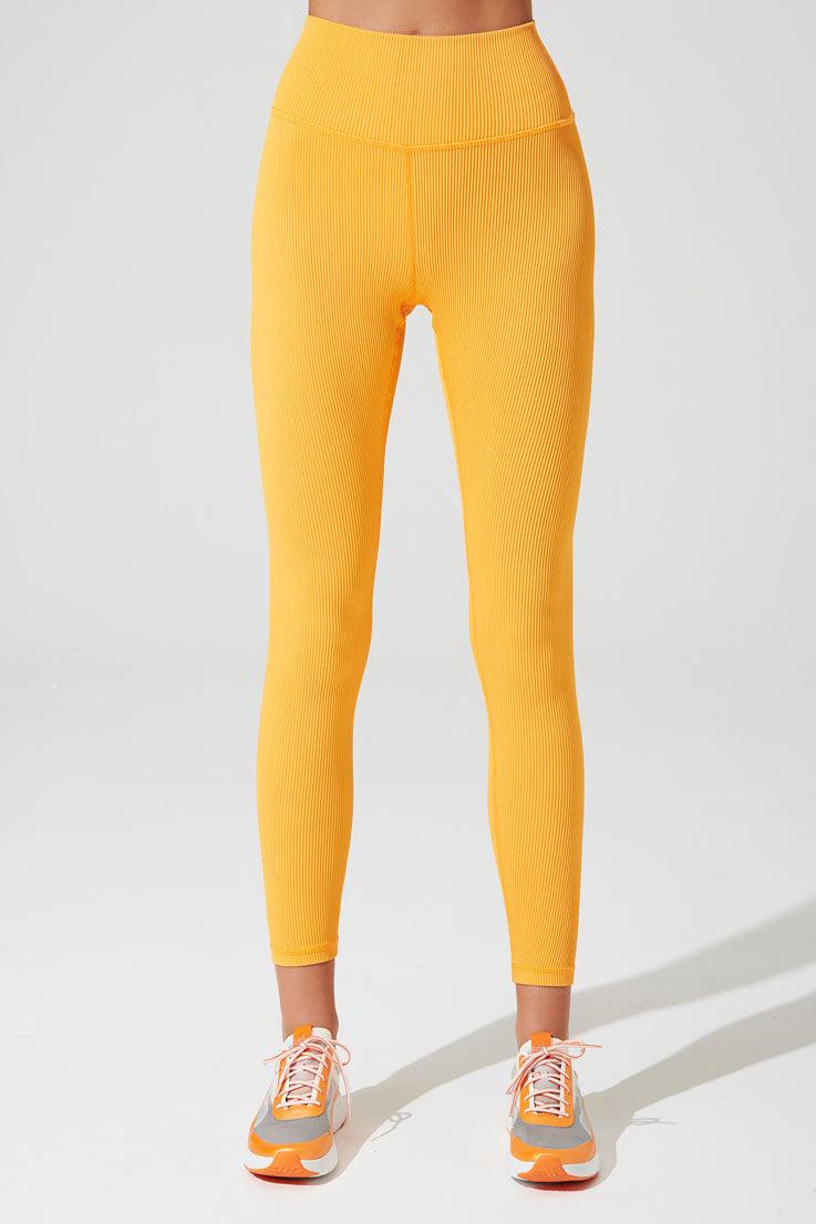 7/8 High Waist Ribbed Legging - Saffron - Olaben - Womens Leggings