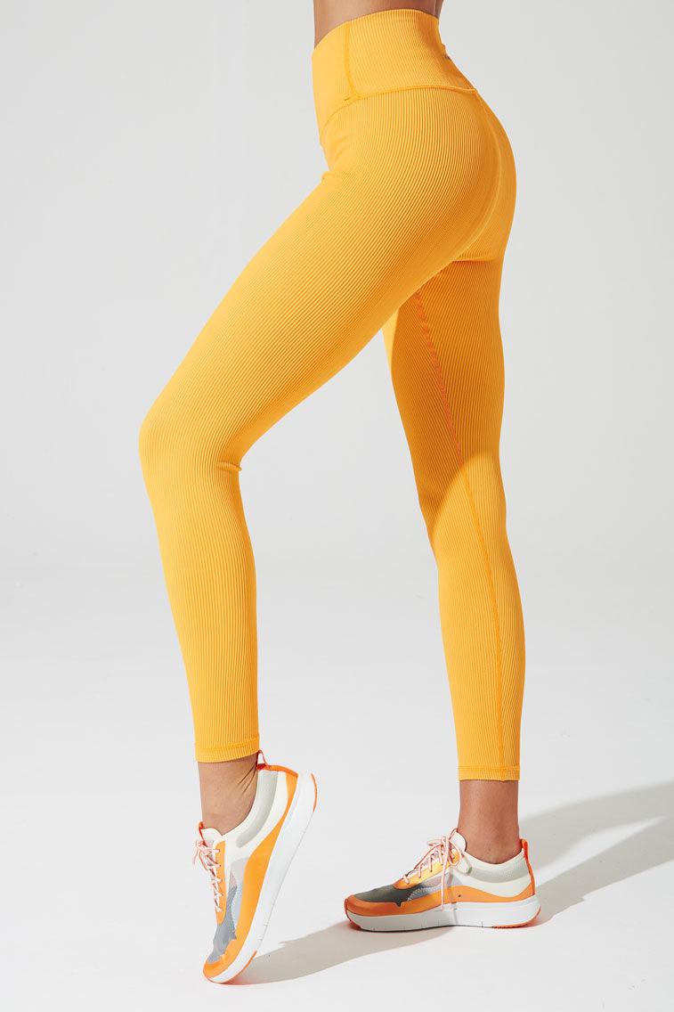 7/8 High Waist Ribbed Legging - Saffron - Olaben - Womens Leggings