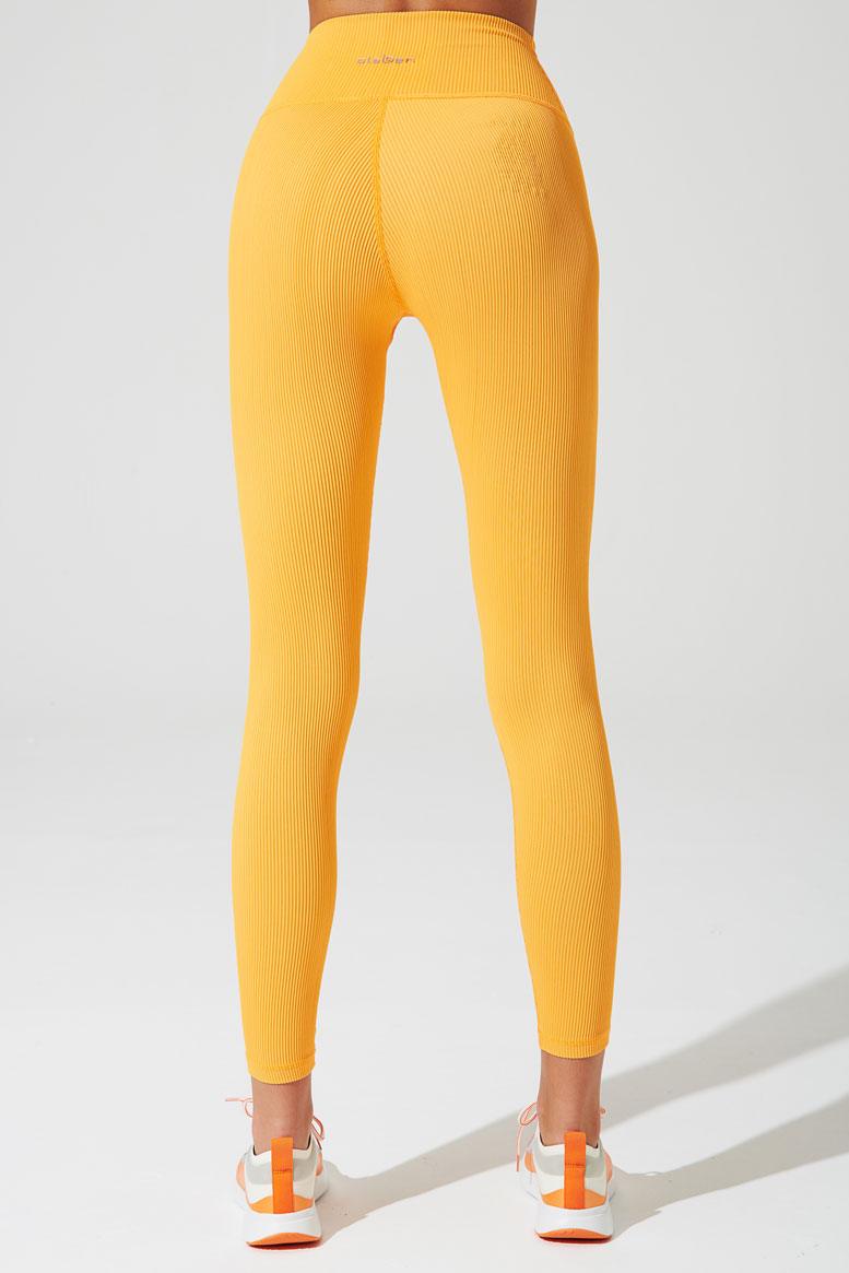 7/8 High Waist Ribbed Legging - Saffron - Olaben - Womens Leggings