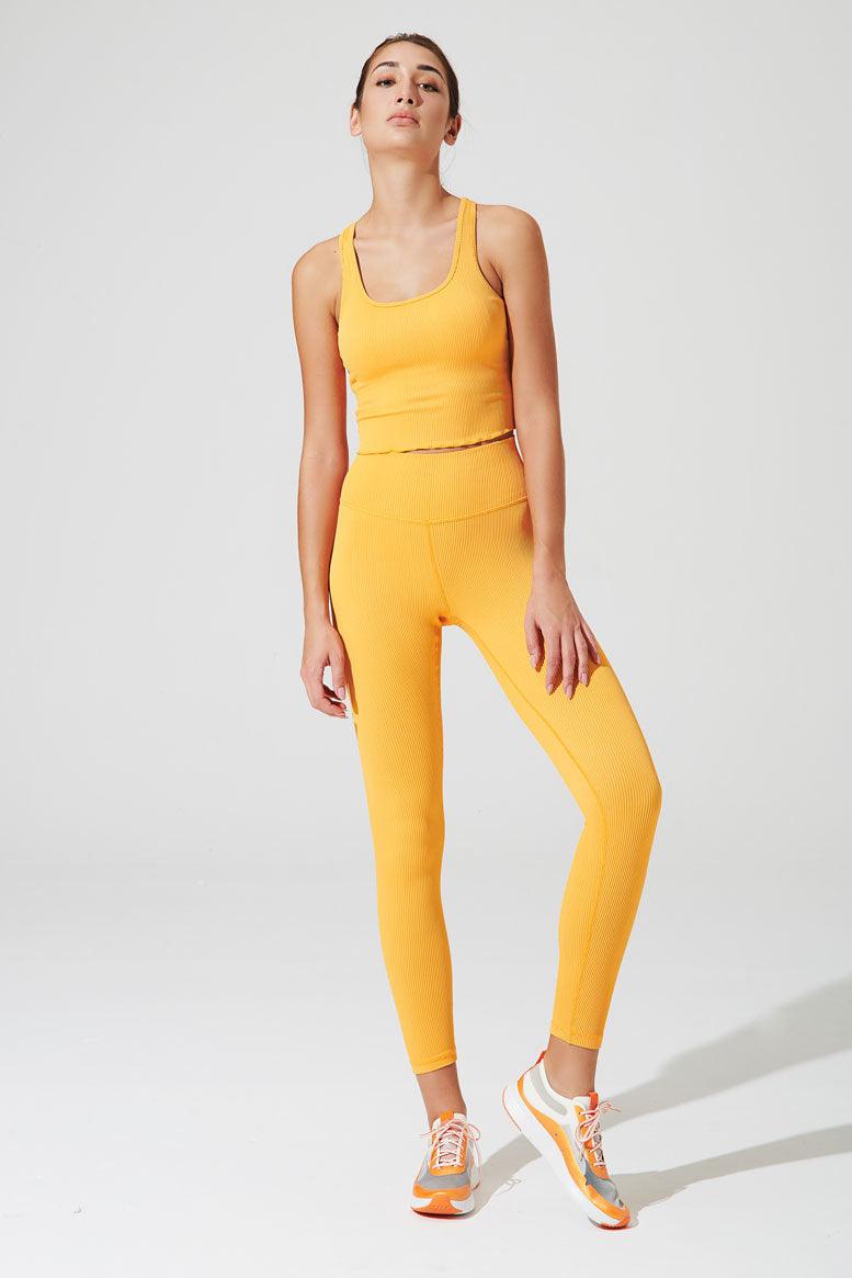 7/8 High Waist Ribbed Legging - Saffron - Olaben - Womens Leggings