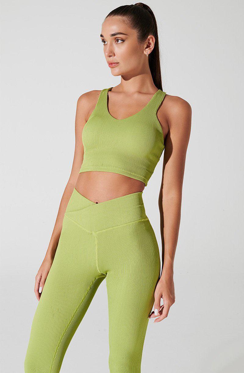 Hydra Ribbed Tank Bra - Green Smoke - Olaben - Womens Bra