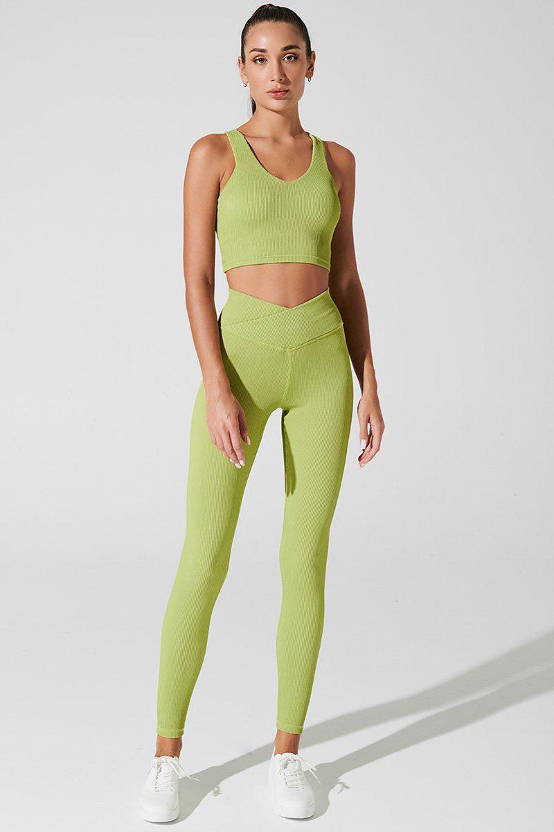 Hydra Ribbed Tank Bra - Green Smoke - Olaben - Womens Bra
