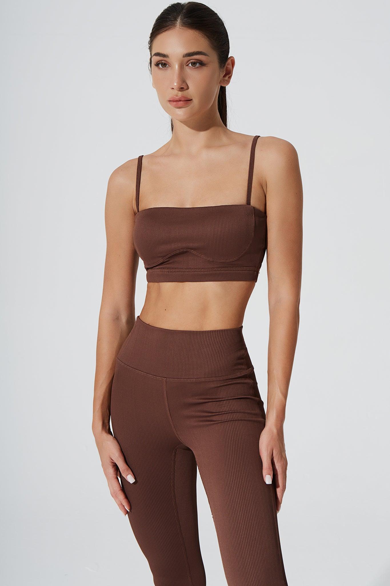 Sierra Square Neck Top - Maroon Choco - Olaben - Womens Bra