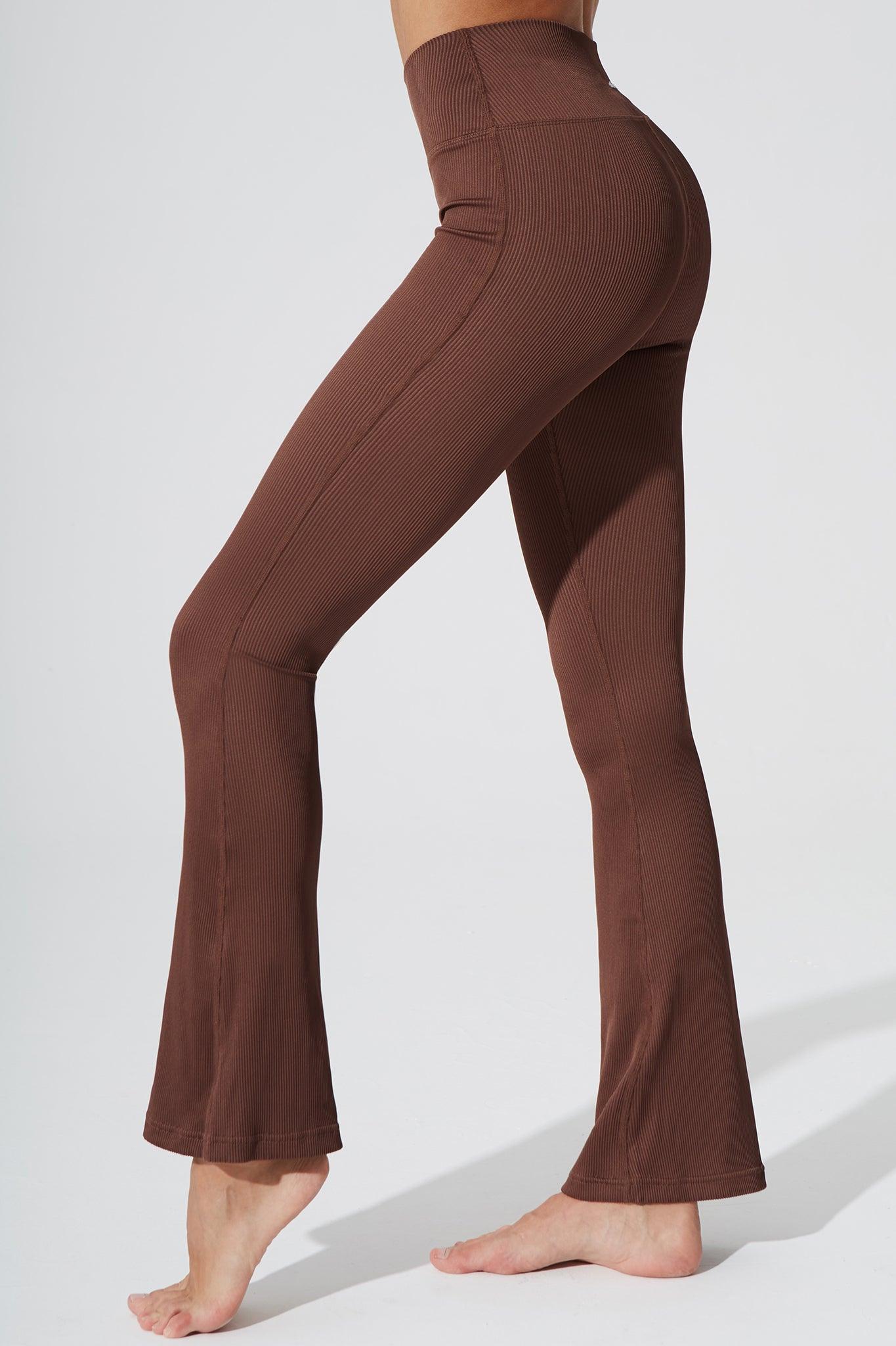 Evana Flare Ribbed Legging - Maroon Choco - Olaben - Womens Leggings