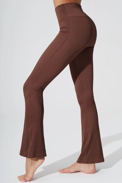 Edna Top & Evana Flare Ribbed Legging - Maroon Choco