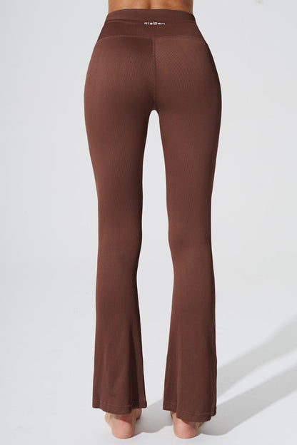 Evana Flare Ribbed Legging - Maroon Choco - Olaben - Womens Leggings