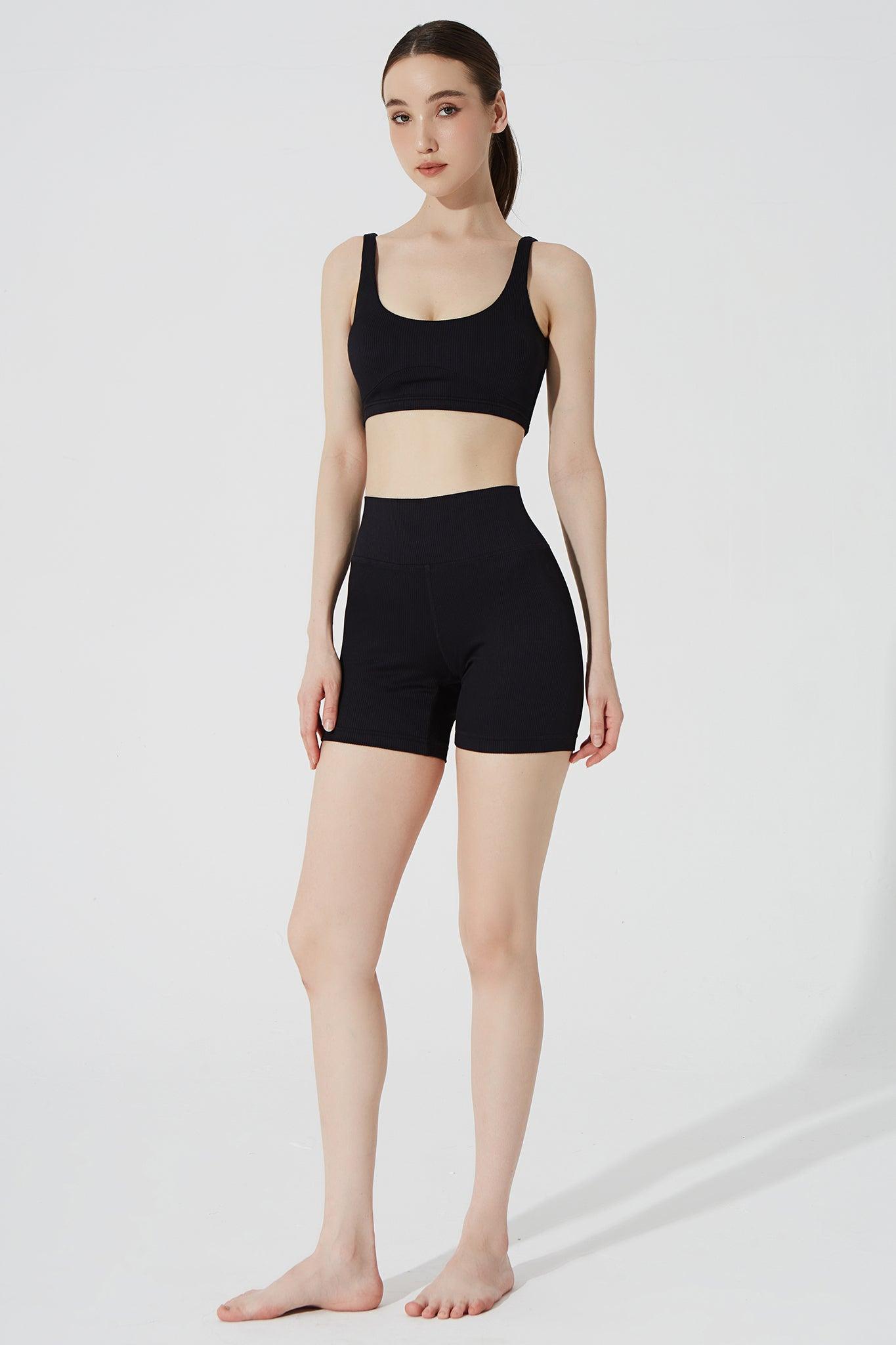 Esmeray High Waist Ribbed Short - Noir - Olaben - Womens Shorts