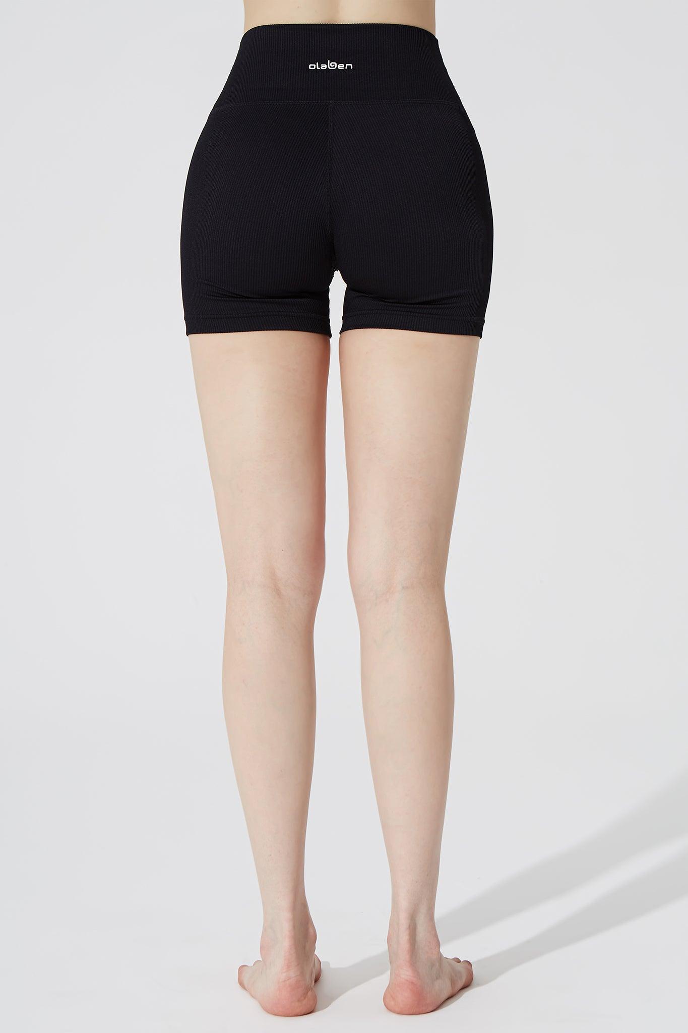 Esmeray High Waist Ribbed Short - Noir - Olaben - Womens Shorts