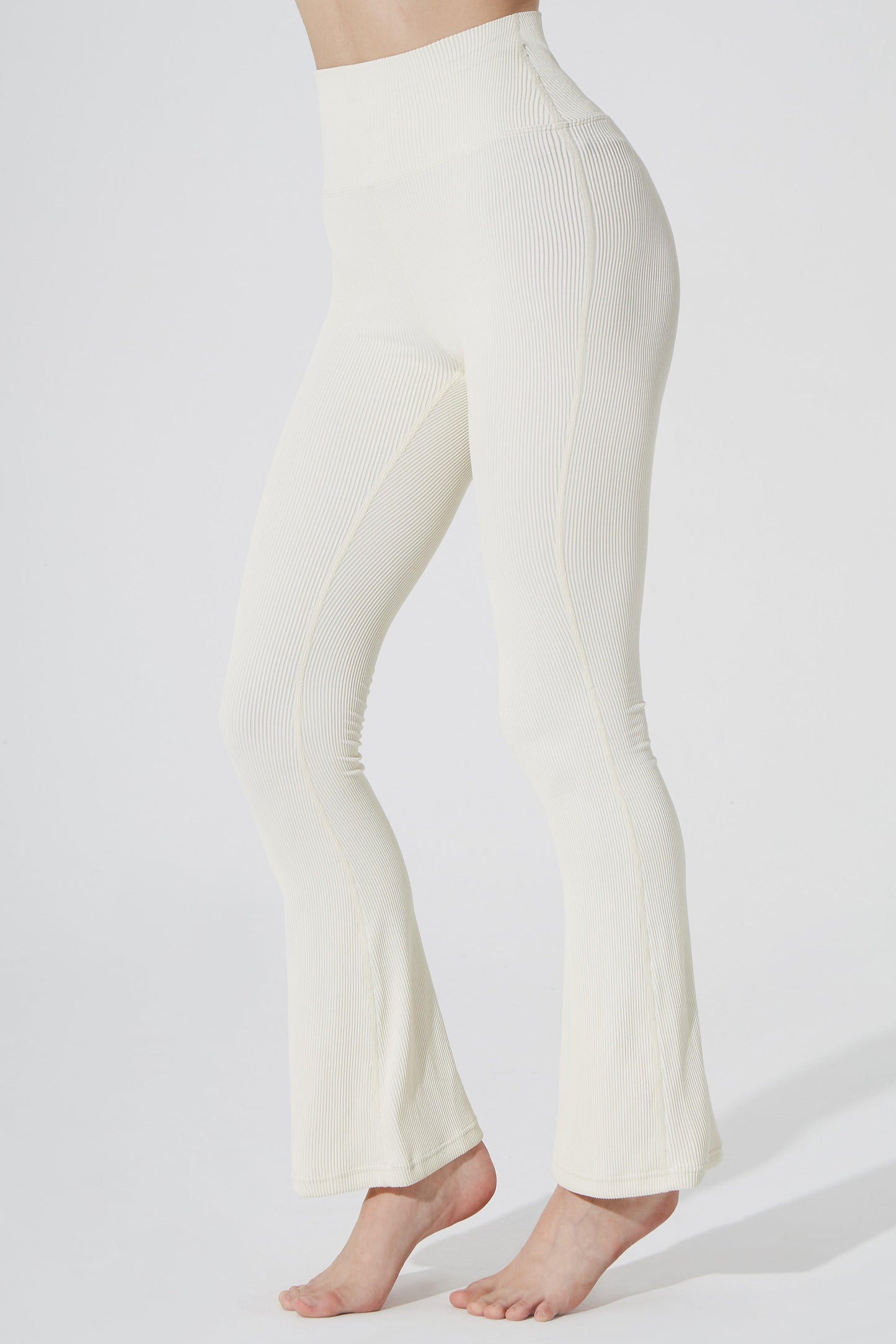 Evana Flare Ribbed Legging - Cream - Olaben - Womens Leggings