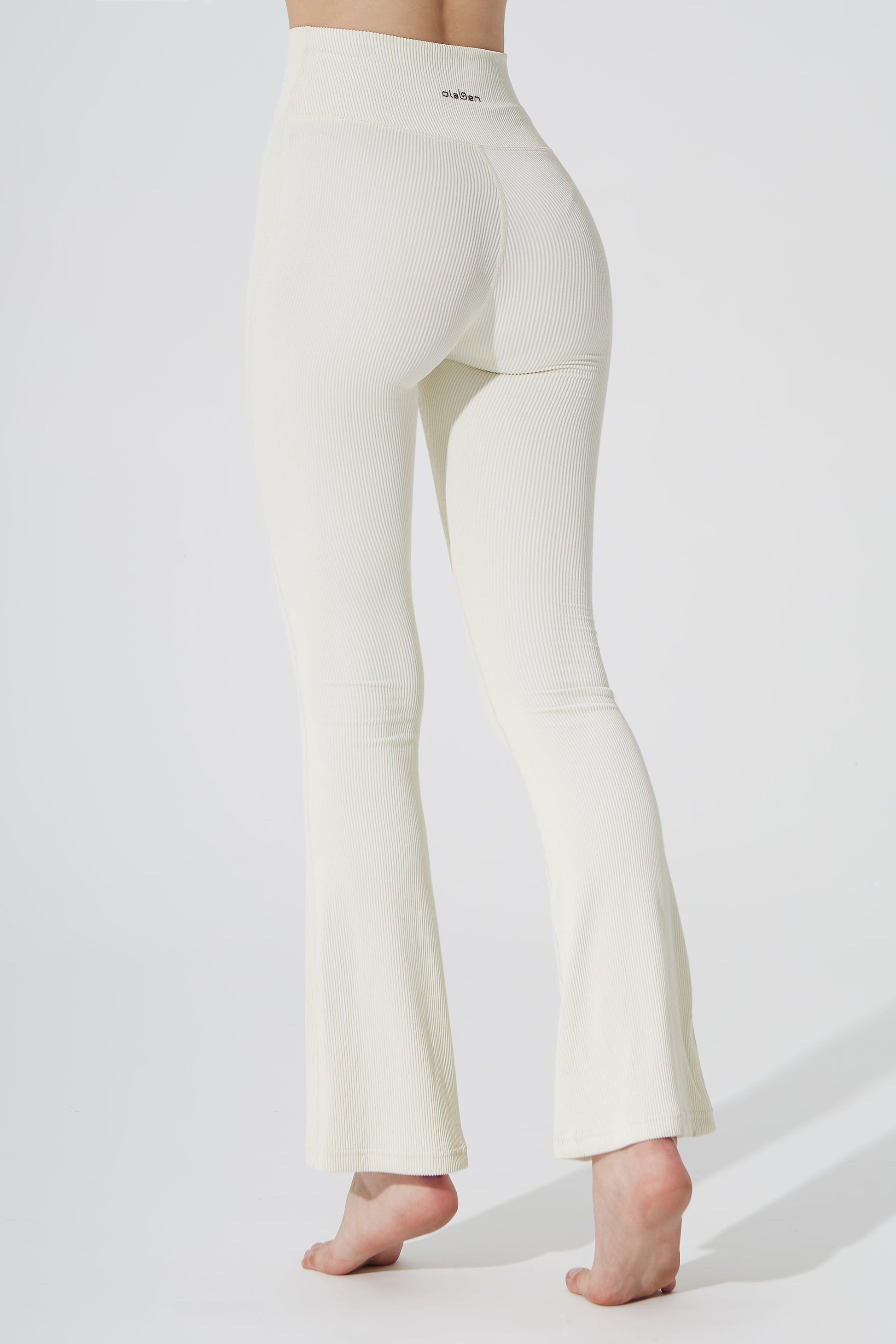 Evana Flare Ribbed Legging - Cream - Olaben - Womens Leggings