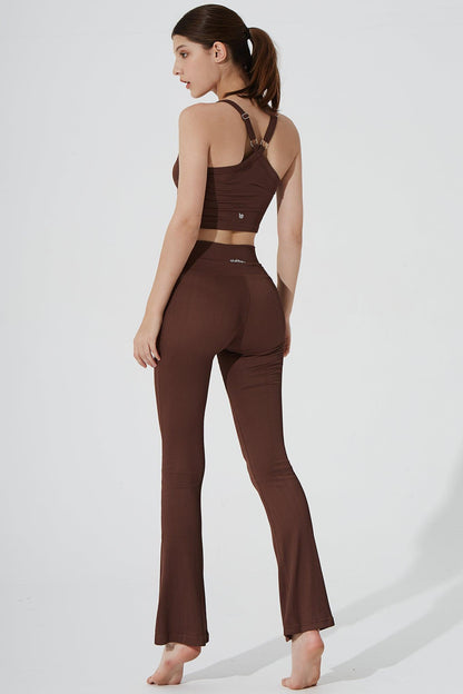 Evana Flare Ribbed Legging - Maroon Choco - Olaben - Womens Leggings