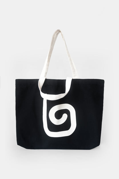 Olaben Multi Strap Canvas Tote Bag - Black