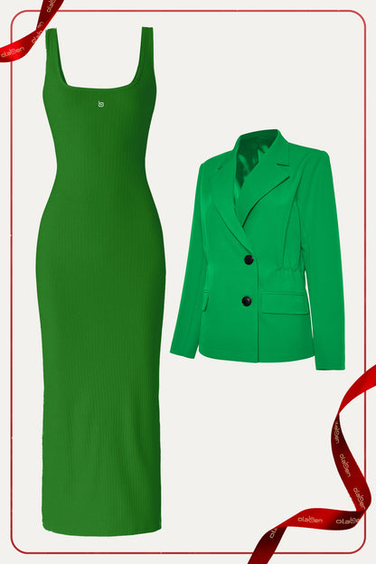 Kyan Dress & Tifan Blazer - Fern Green