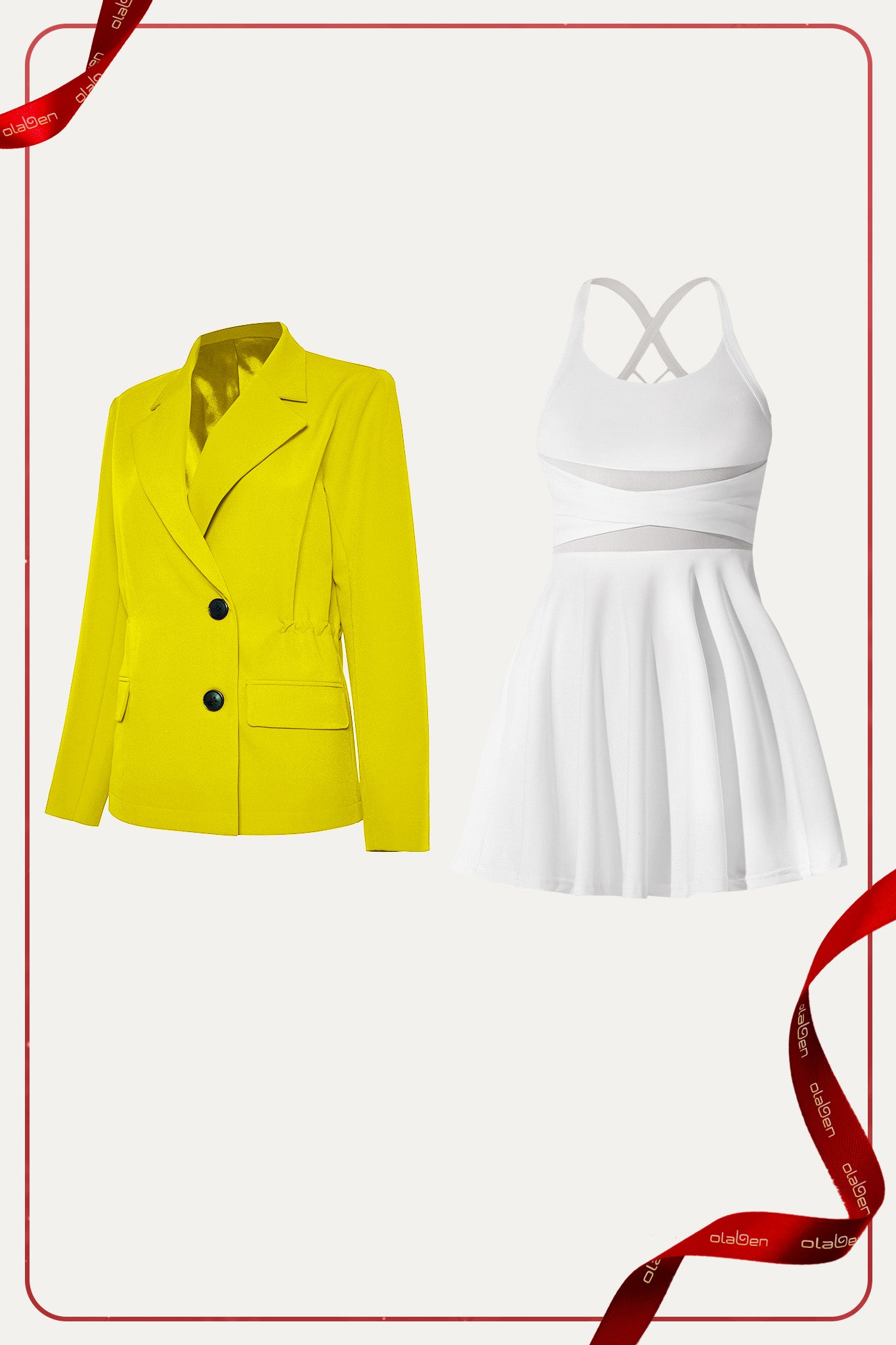 Avena Dress & Tifan Blazer - White