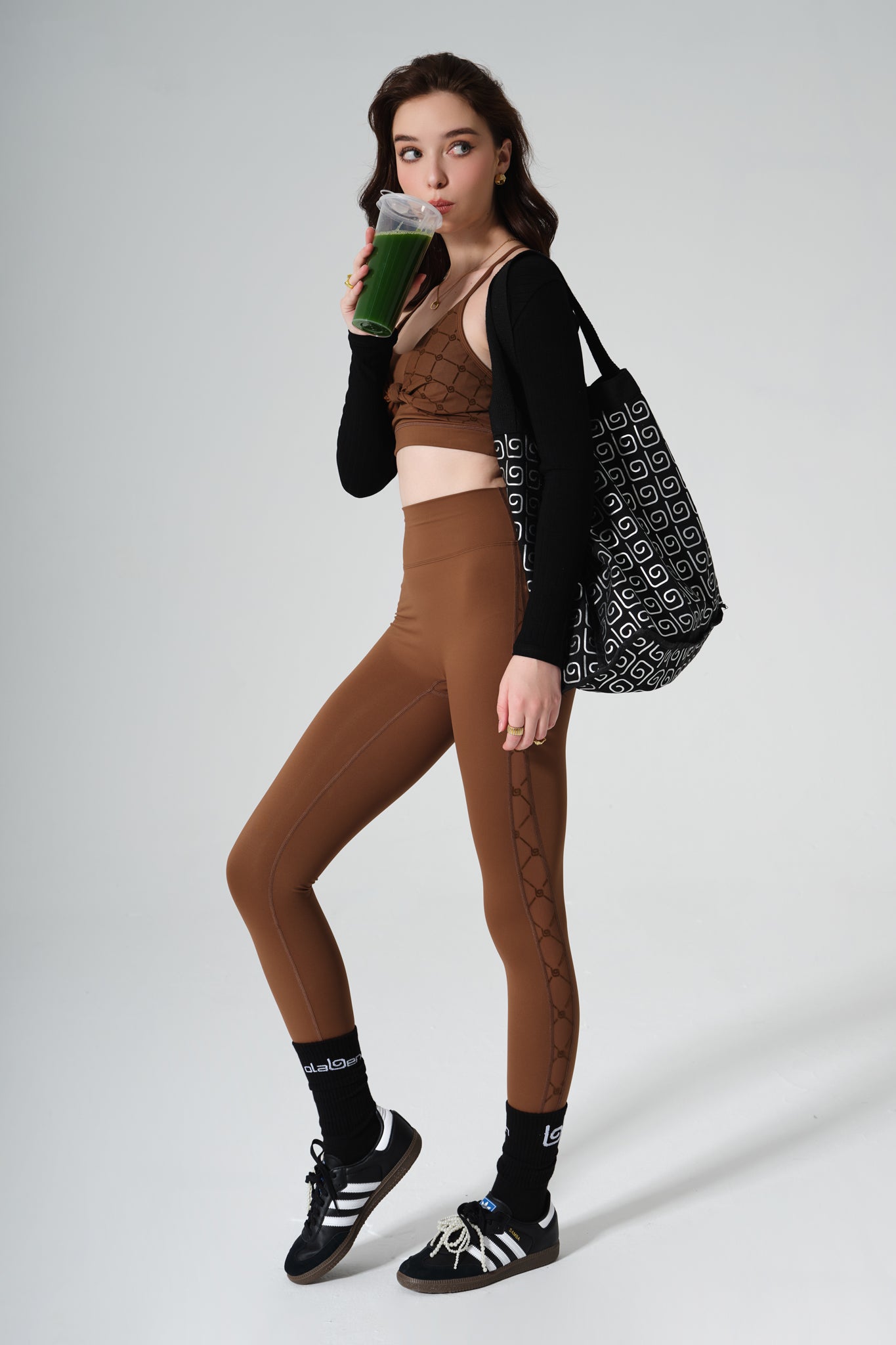 Zoe Monogram Leggings - Gingerbread