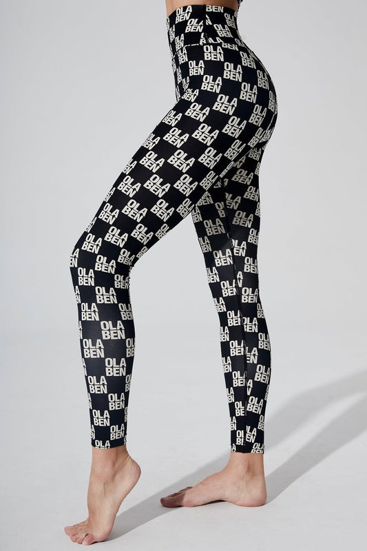 Hazel Monogram Legging - Monogram Black - Olaben - Womens Leggings