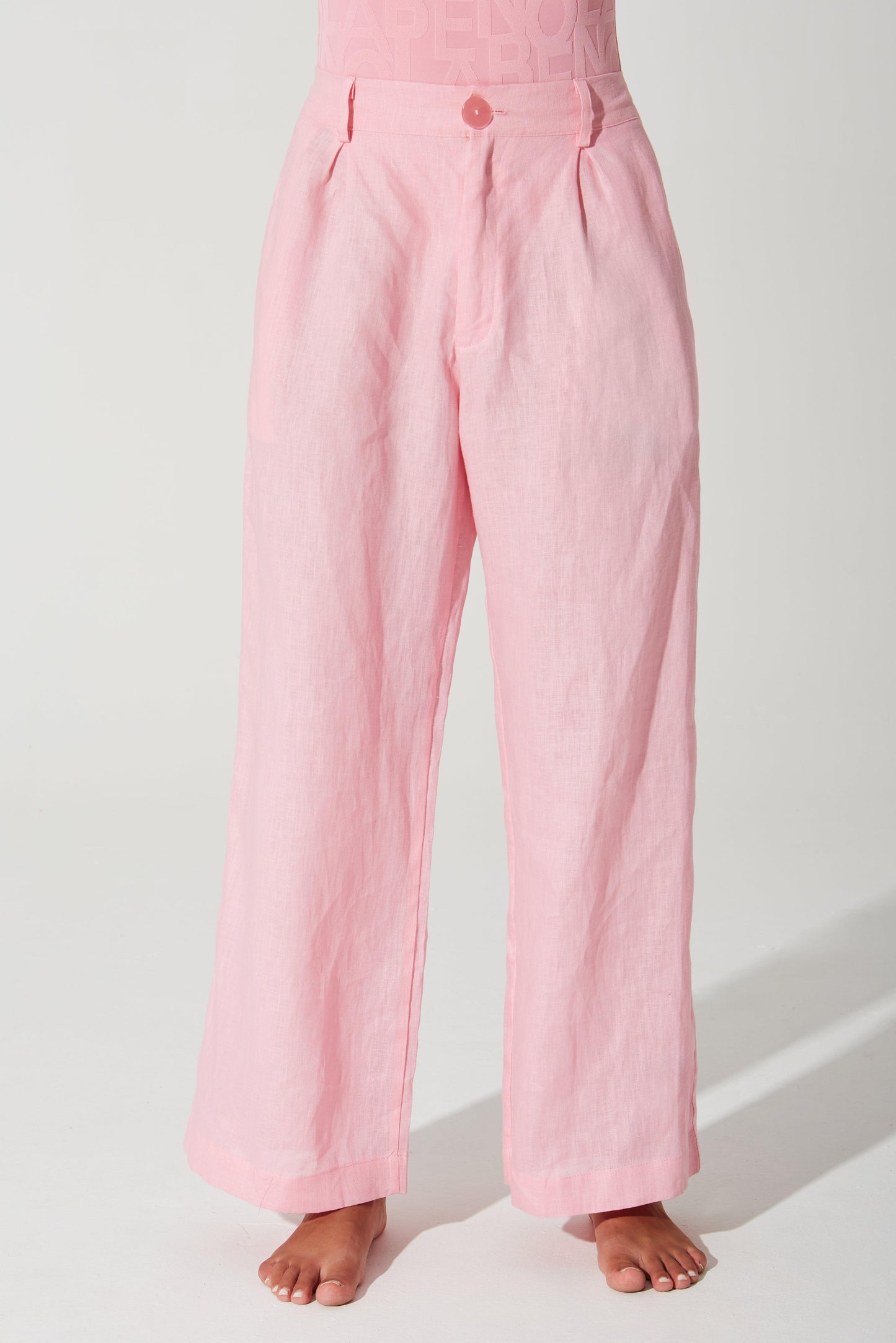 Belle Linen Pant - Powder Pink - Olaben - Womens Sweatpants