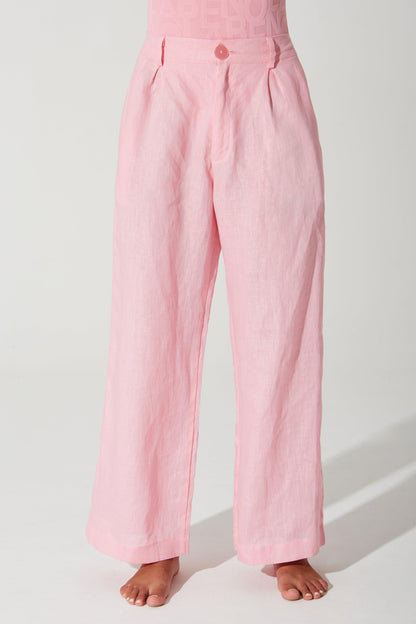 Belle Linen Pant - Powder Pink - Olaben - Womens Sweatpants