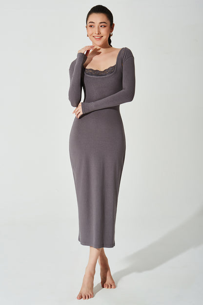 Mina Ribbed Dress - Graphite