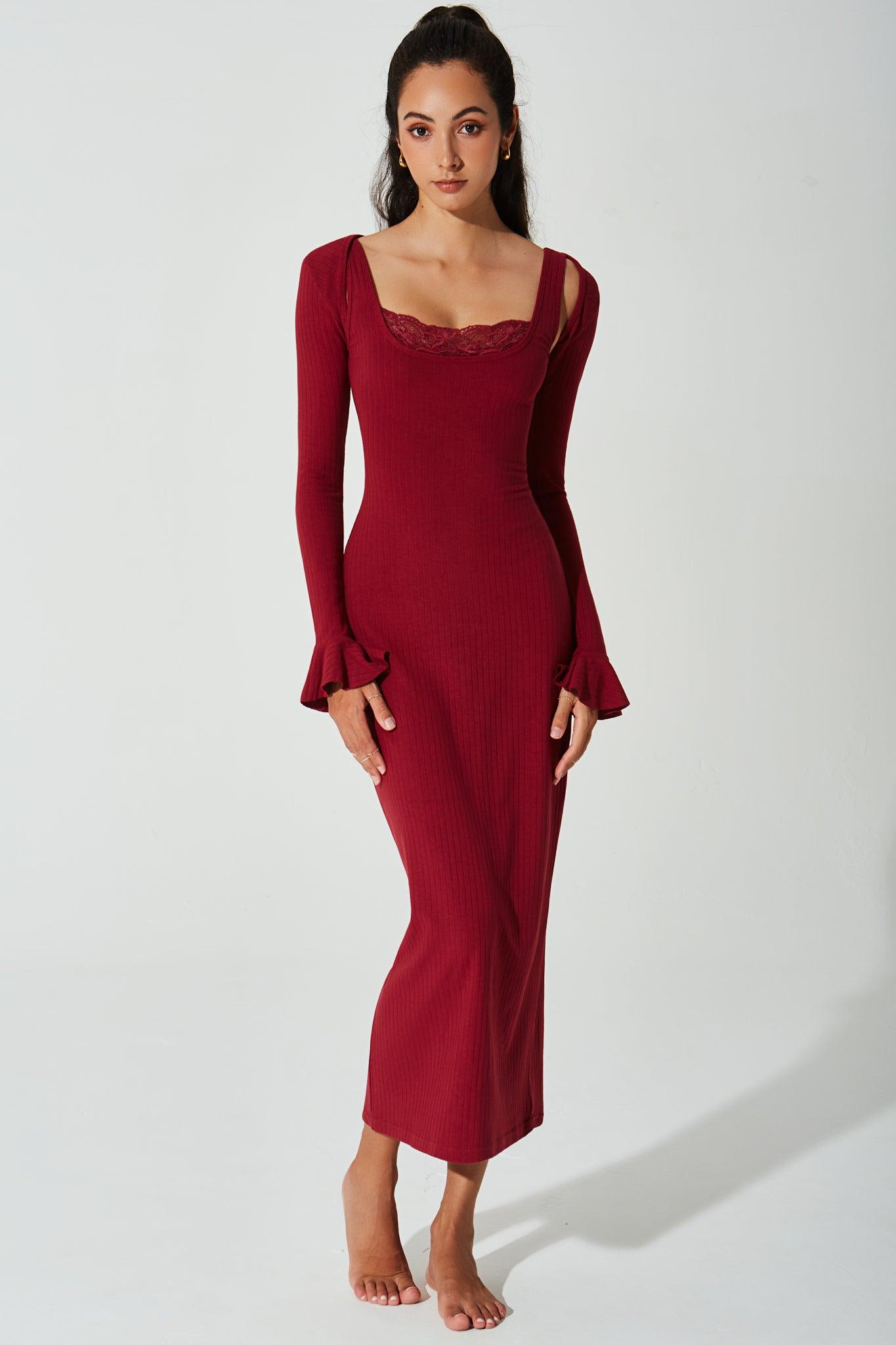 Mina Ribbed Dress - Raspberry Radiance - Olaben - Womens Dress