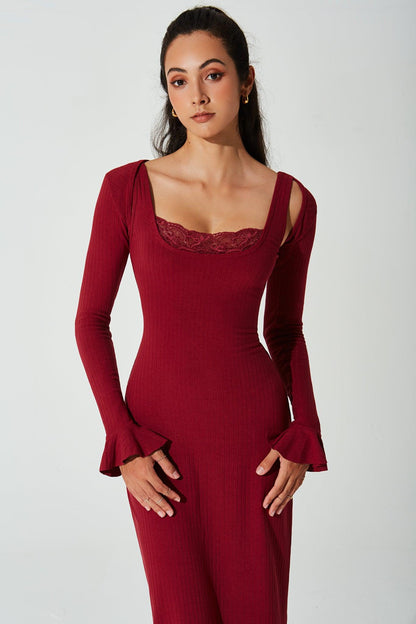 Mina Ribbed Dress - Raspberry Radiance - Olaben - Womens Dress