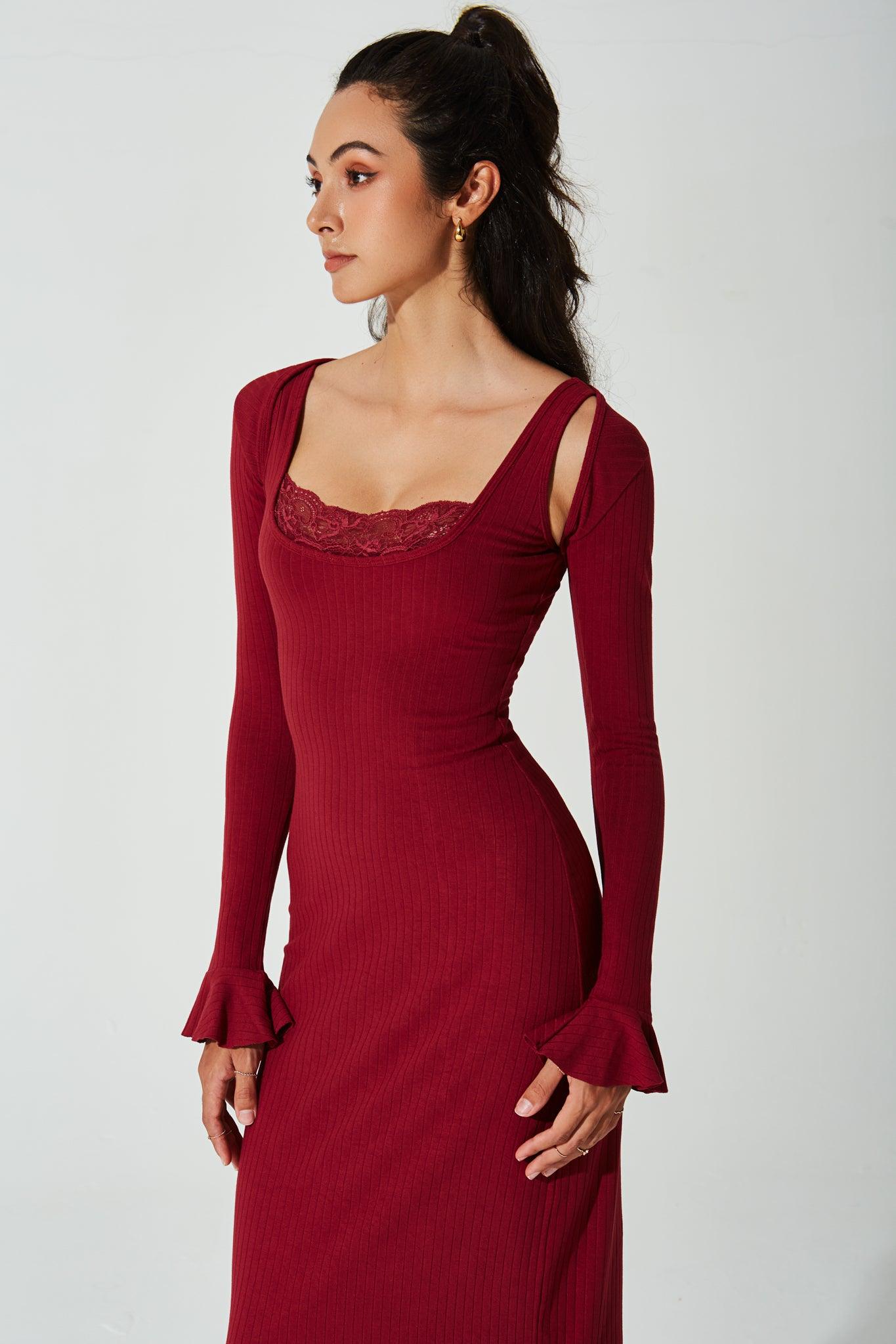 Mina Ribbed Dress - Raspberry Radiance - Olaben - Womens Dress