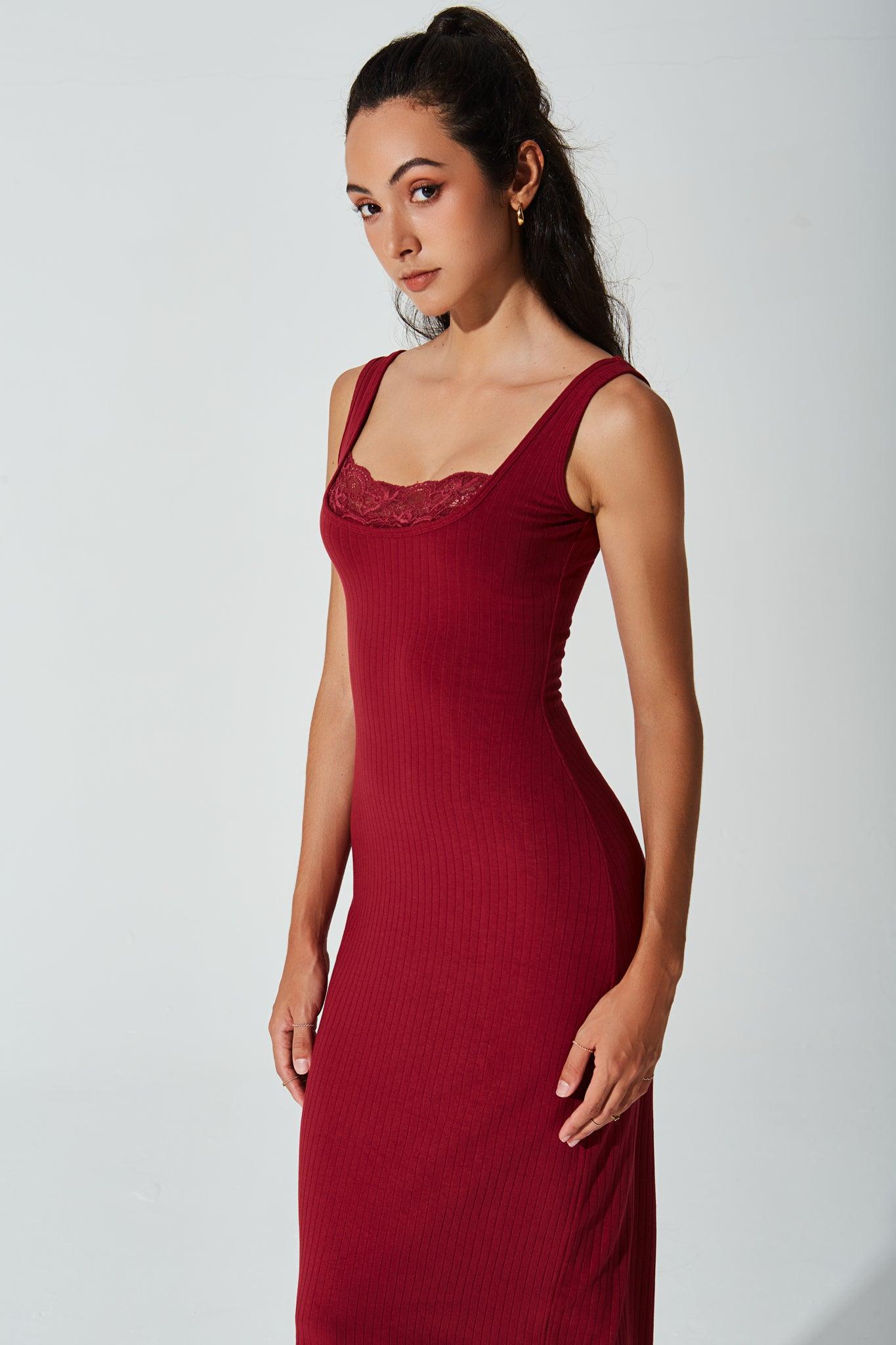 Mina Ribbed Dress - Raspberry Radiance - Olaben - Womens Dress