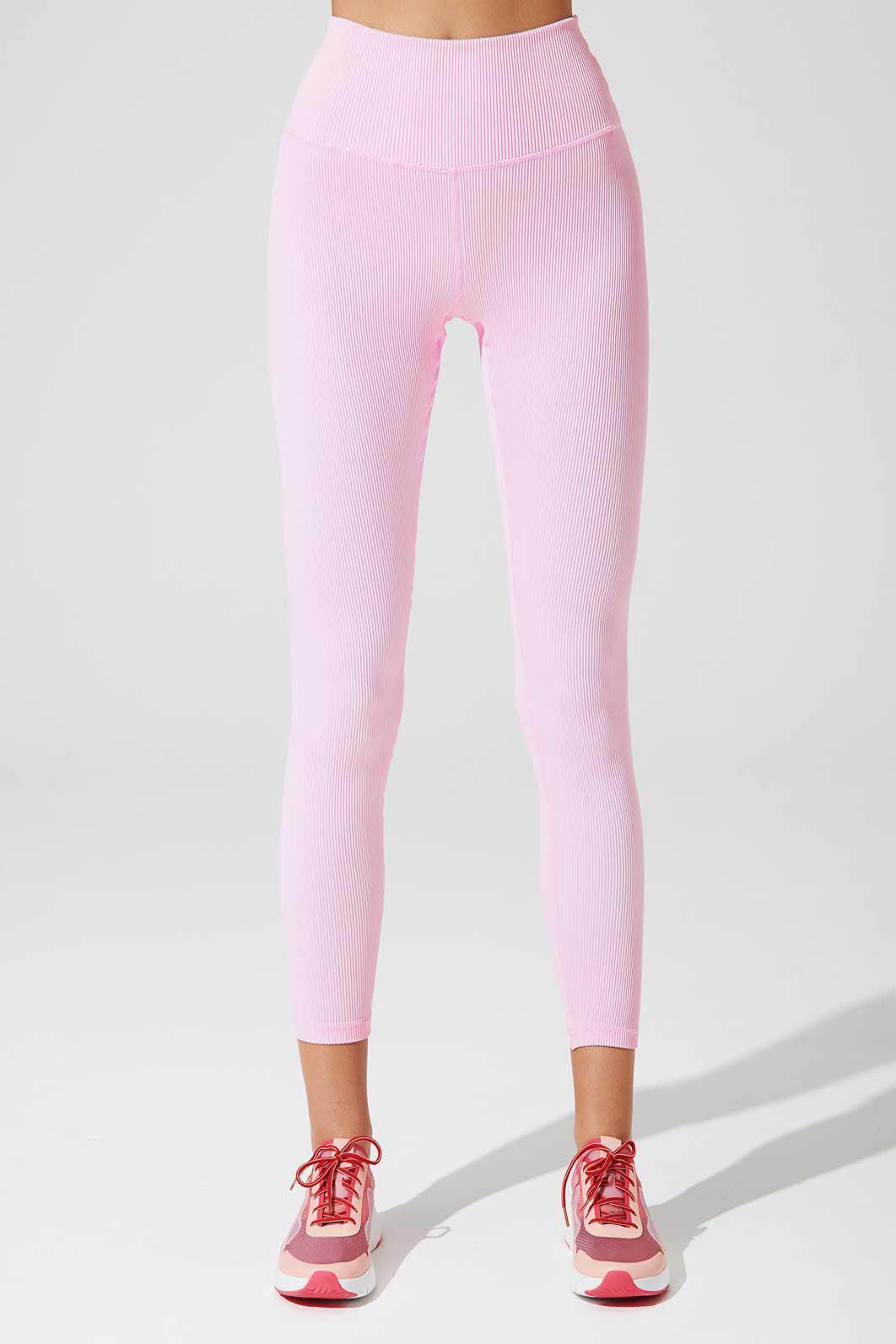 7/8 High Waist Ribbed Legging - Gilly Pink - Olaben - Womens Leggings