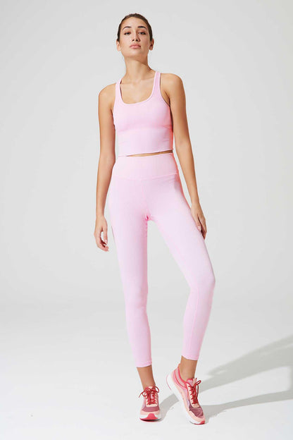 7/8 High Waist Ribbed Legging - Gilly Pink - Olaben - Womens Leggings
