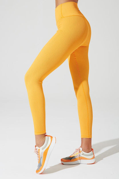 7/8 High Waist Ribbed Legging - Saffron - Olaben - Womens Leggings