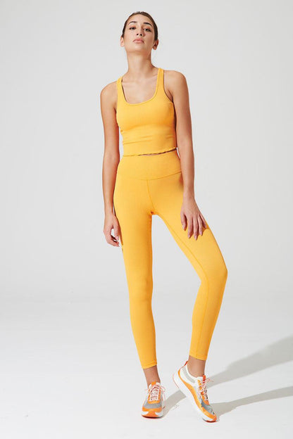 7/8 High Waist Ribbed Legging - Saffron - Olaben - Womens Leggings