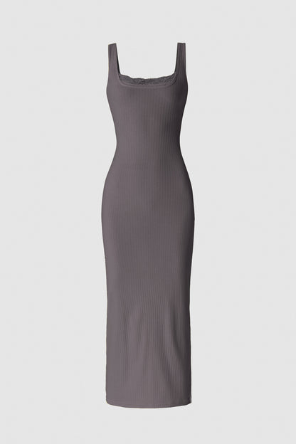 Mina Ribbed Dress - Graphite