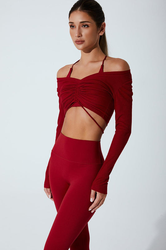 Helen Long Sleeve Drawstring - Red Burgundy - Olaben - Womens Long Sleeve