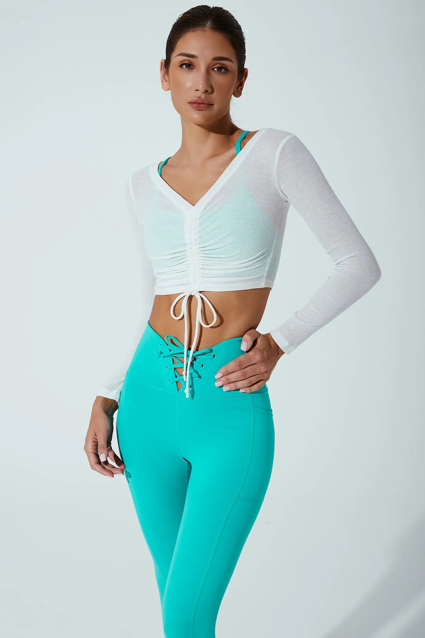 Helen Long Sleeve Drawstring - White - Olaben - Womens Long Sleeve