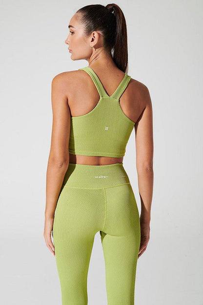 Hydra Ribbed Tank Bra - Green Smoke - Olaben - Womens Bra