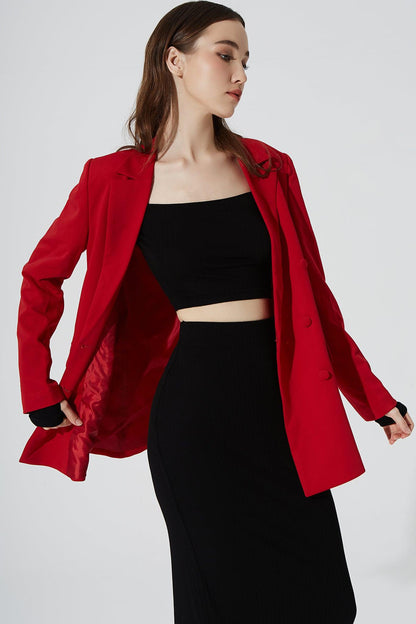 Jeslyn Blazer - Crimson - Olaben - Womens Jacket