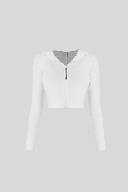 Lorraine Ribbed Jacket - White - Olaben - Womens Jacket