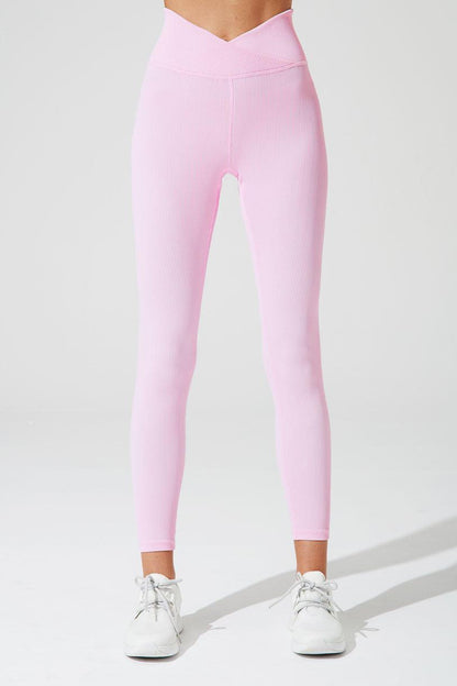 V Waist Ribbed Legging - Gilly Pink - Olaben - Womens Leggings