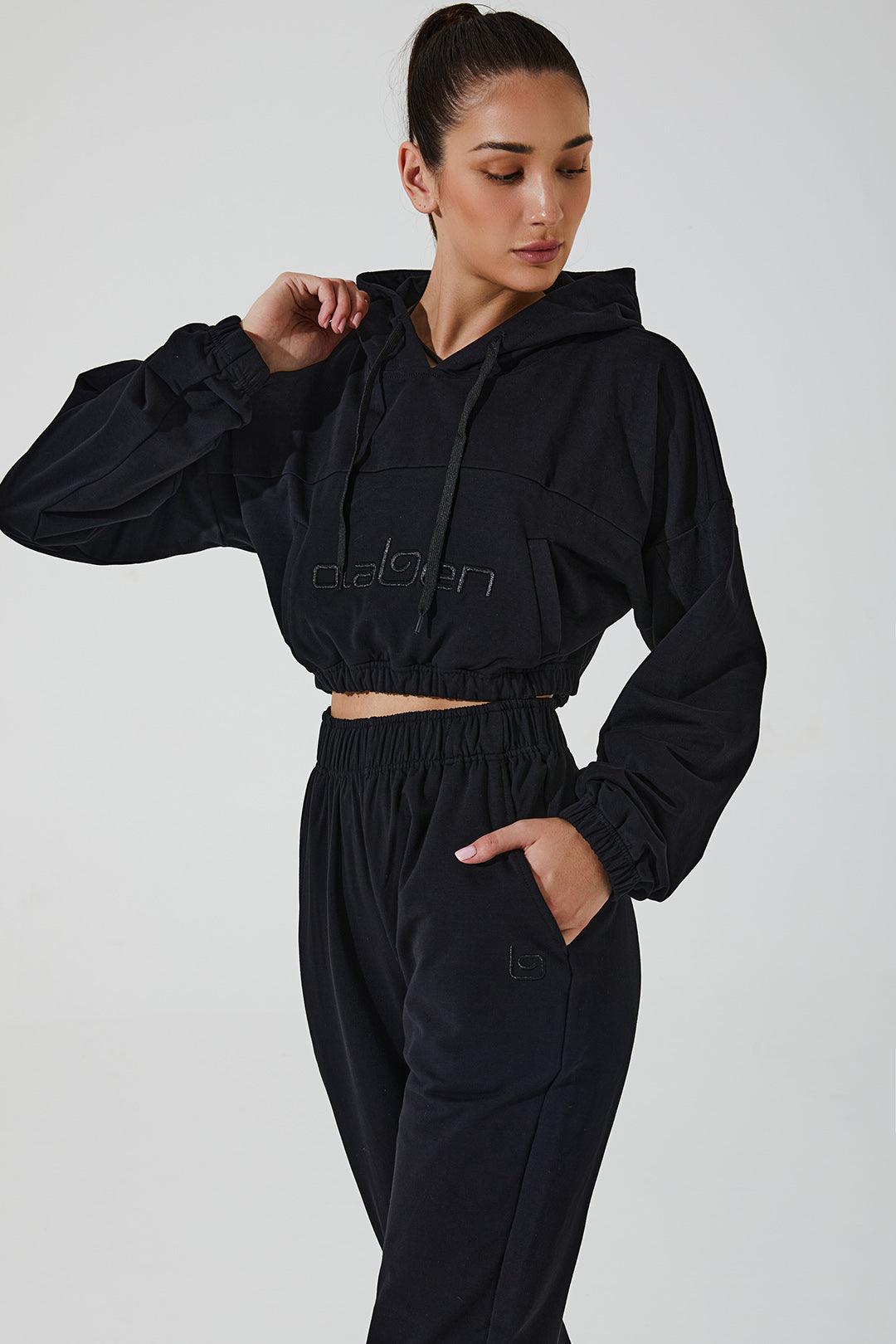 Women's Hoodie Croptop - Black - Olaben - Womens Hoodie