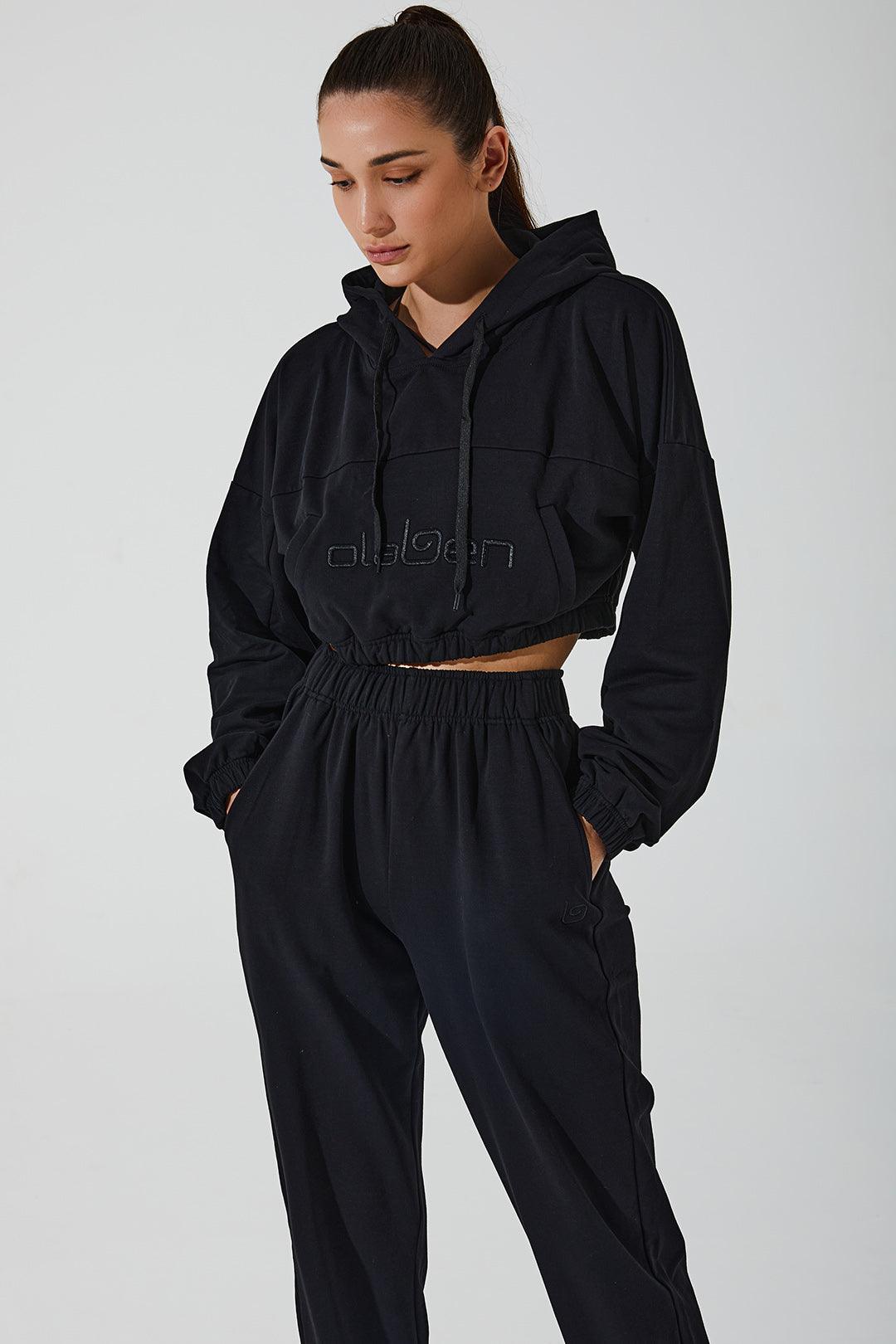 Women's Hoodie Croptop - Black - Olaben - Womens Hoodie