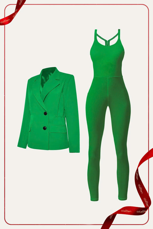 Suave Jumpsuit & Tifan Blazer - Fern Green